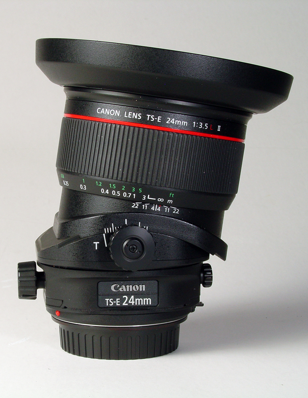 Click to Enlarge - Canon TS-E 24mm f/3.5L II with hood in tilt mode